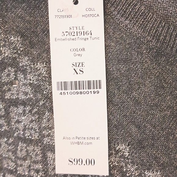 WHBM Embellished Fringe Tunic in Size XS (NWT) - Picture 7 of 11